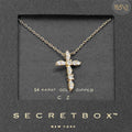 SECRET BOX_14K Gold Dipped Marquise CZ Cross Pendant Necklace