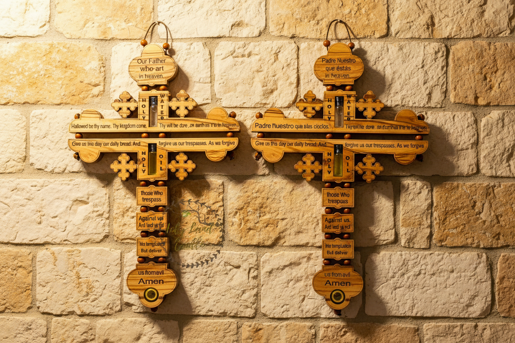 Olive Wood The Lord's Prayer Cross
